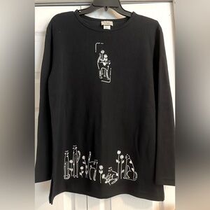 Vintage Tunic Shirt Tops Teddi Cat Minimalist Womens Small NWT